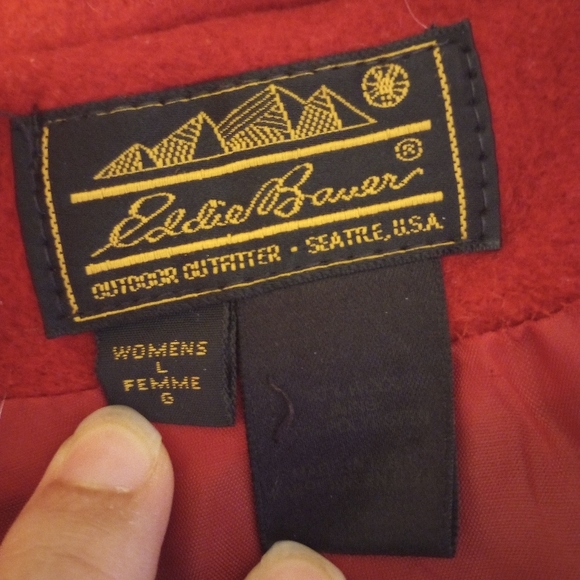 Eddie Bauer Red Wool Coat, Sz L - Picture 2 of 8